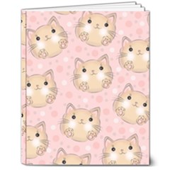 Cat Pattern Pink Cartoon 8  X 10  Hardcover Notebook by Pakjumat