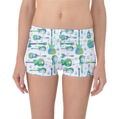 Guitars Music Notes Seamless Pattern Boyleg Bikini Bottoms by Pakjumat