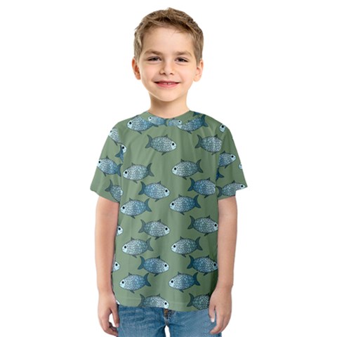 Fishes Pattern Background Kids  Sport Mesh T-shirt by Pakjumat