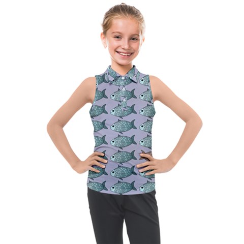 Fishes Pattern Background Theme Kids  Sleeveless Polo T-shirt by Pakjumat