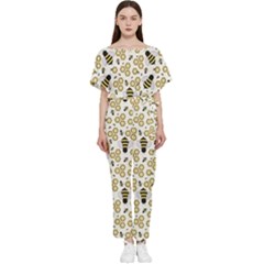 Bee Honeycomb Honeybee Insect Batwing Lightweight Chiffon Jumpsuit by Pakjumat
