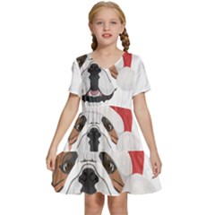 English Bulldog T- Shirt English Bulldog Merry Christmas T- Shirt (2) Kids  Short Sleeve Tiered Mini Dress by ZUXUMI