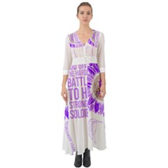 Epilepsy Awareness T- Shirt Epilepsy Awareness Sunflower God Give The Hardest Battles T- Shirt Button Up Boho Maxi Dress by ZUXUMI