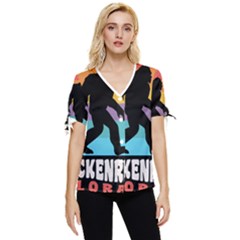 Breckenridge T- Shirt Breckenridge Colorado Bigfoot Sasquatch Retro Sunset T- Shirt Bow Sleeve Button Up Top by JamesGoode