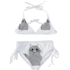 Persian Cat T-shirtwhite Look Calm Persian Cat 09 T-shirt (1) Kids  Classic Bikini Set by EnriqueJohnson