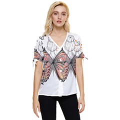 Butterflies T- Shirt Butterfly T- Shirt Bow Sleeve Button Up Top by JamesGoode