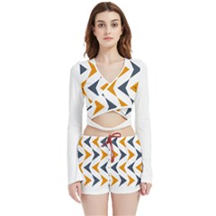 Abstract Arrow Pattern T- Shirt Abstract Arrow Pattern T- Shirt Velvet Wrap Crop Top And Shorts Set by EnriqueJohnson