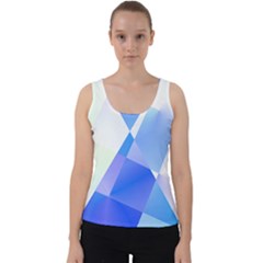 Abstract T- Shirt Blue Abstract Chess Cell Pattern Minimalism T- Shirt Velvet Tank Top by EnriqueJohnson