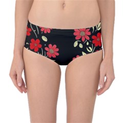 Pattern Flowers Design Nature Mid-waist Bikini Bottoms by Pakjumat