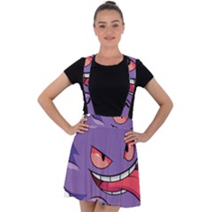 Purple Funny Monster Velvet Suspender Skater Skirt by Sarkoni