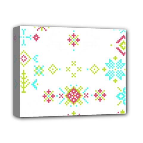 Christmas Cross Stitch Pattern Effect Holidays Symmetry Deluxe Canvas 14  X 11  (stretched) by Sarkoni