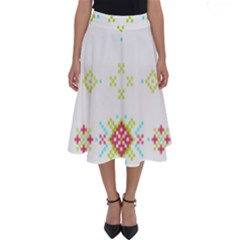 Christmas Cross Stitch Pattern Effect Holidays Symmetry Perfect Length Midi Skirt by Sarkoni