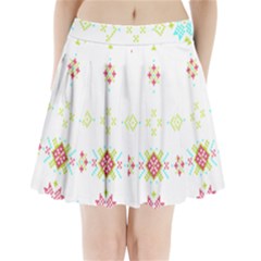 Christmas Cross Stitch Pattern Effect Holidays Symmetry Pleated Mini Skirt by Sarkoni