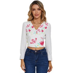 Batik T- Shirt Batik Flower Pattern T- Shirt Long Sleeve V-neck Top by EnriqueJohnson
