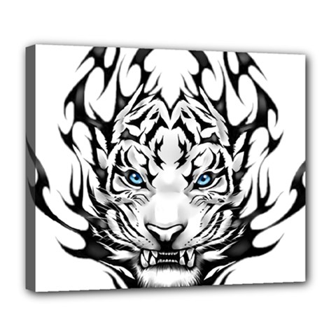 White And Black Tiger Deluxe Canvas 24  X 20  (stretched) by Sarkoni