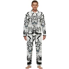 White And Black Tiger Men s Long Sleeve Velvet Pocket Pajamas Set by Sarkoni