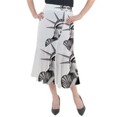 Funny Statue Of Liberty Parody Midi Mermaid Skirt by Sarkoni