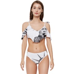 Funny Statue Of Liberty Parody Ruffle Edge Tie Up Bikini Set	 by Sarkoni