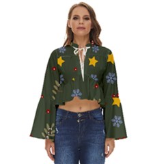 Christmas Party Pattern Design Boho Long Bell Sleeve Top by uniart180623