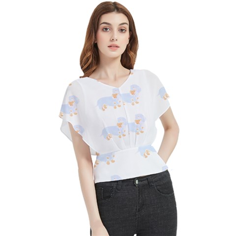 Dachshund Dog T- Shirt Dachshund Dog Pattern T- Shirt Butterfly Chiffon Blouse by EnriqueJohnson
