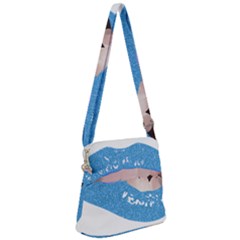 Lips -21 Zipper Messenger Bag by SychEva