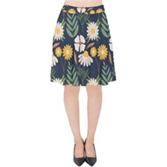Flower Grey Pattern Floral Velvet High Waist Skirt by Dutashop