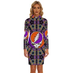 Gratefuldead Grateful Dead Pattern Long Sleeve Shirt Collar Bodycon Dress by Sarkoni