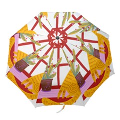 Cat Pet Ginger Art Animal Cartoon Folding Umbrellas by uniart180623