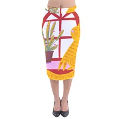 Cat Pet Ginger Art Animal Cartoon Velvet Midi Pencil Skirt by uniart180623