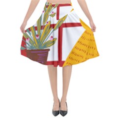 Cat Pet Ginger Art Animal Cartoon Flared Midi Skirt by uniart180623