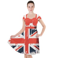 Union Jack England Uk United Kingdom London Cap Sleeve Midi Dress by uniart180623