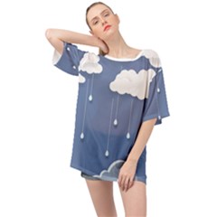 Clouds Rain Paper Raindrops Weather Sky Raining Oversized Chiffon Top by uniart180623