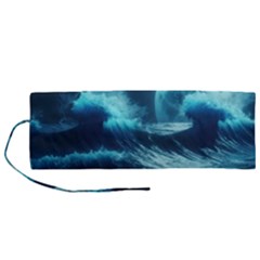 Moonlight High Tide Storm Tsunami Waves Ocean Sea Roll Up Canvas Pencil Holder (m) by uniart180623