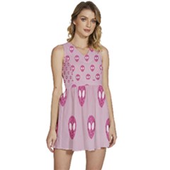 Alien Pattern Pink Sleeveless High Waist Mini Dress by Ket1n9