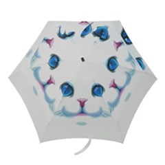 Cute White Cat Blue Eyes Face Mini Folding Umbrellas by Ket1n9