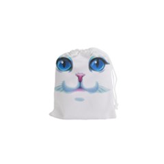 Cute White Cat Blue Eyes Face Drawstring Pouch (xs) by Ket1n9
