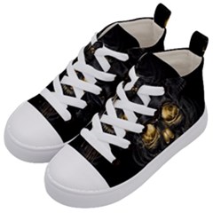 Art Fiction Black Skeletons Skull Smoke Kids  Mid-top Canvas Sneakers by Ket1n9