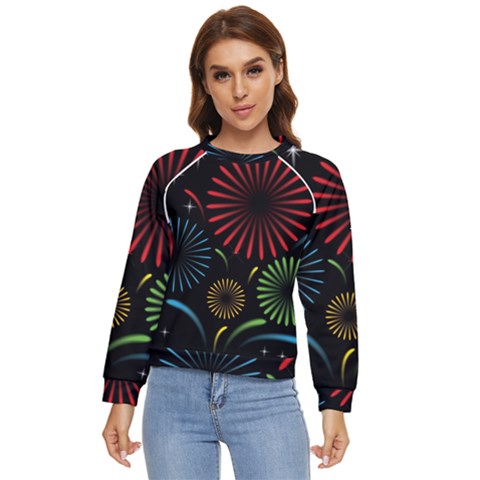 Fireworks With Star Vector Women s Long Sleeve Raglan T-shirt by Ket1n9
