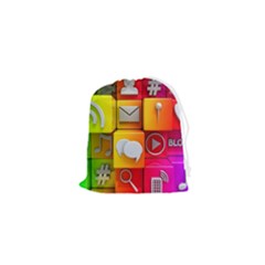 Colorful 3d Social Media Drawstring Pouch (xs) by Ket1n9