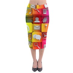 Colorful 3d Social Media Midi Pencil Skirt by Ket1n9