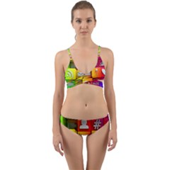 Colorful 3d Social Media Wrap Around Bikini Set by Ket1n9