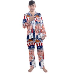 United States Of America Images Independence Day Men s Long Sleeve Satin Pajamas Set by Ket1n9