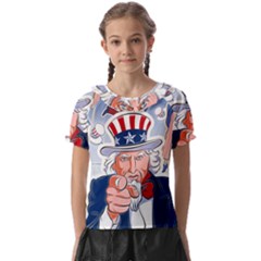 United States Of America Images Independence Day Kids  Frill Chiffon Blouse by Ket1n9