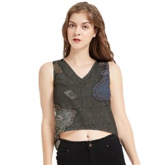 World Map V-neck Cropped Tank Top by Ket1n9
