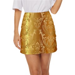 Golden Pattern Vintage Gradient Vector Mini Front Wrap Skirt by Ket1n9