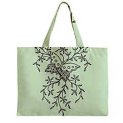 Illustration Of Butterflies And Flowers Ornament On Green Background Zipper Mini Tote Bag by Ket1n9
