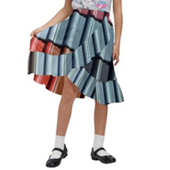 Shingle-roof-shingles-roofing-tile Kids  Ruffle Flared Wrap Midi Skirt by Ket1n9