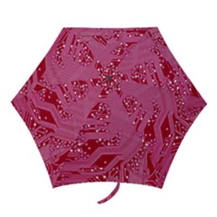 Pink Circuit Pattern Mini Folding Umbrellas by Ket1n9