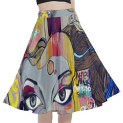 Graffiti-mural-street-art-painting A-line Full Circle Midi Skirt With Pocket by Ket1n9