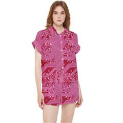 Pink Circuit Pattern Chiffon Lounge Set by Ket1n9